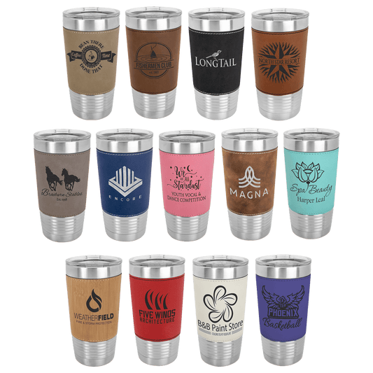 Polar Camel 20 oz. Laserable Leatherette Tumbler with Clear Lid Sample Set
