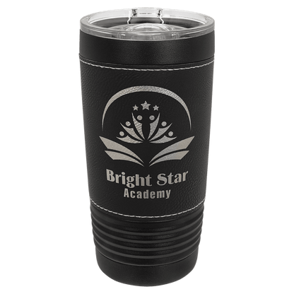 Polar Camel 20 oz. Black with Leatherette Tumbler with Slider Lid
