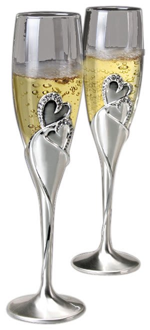 2-Tone Silver Hearts Wedding Accessory Collection